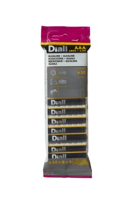 Pile alcaline AAA (LR03) Diall, lot de 8 + 4 gratuites