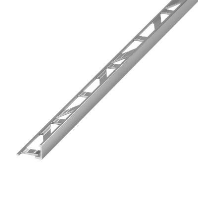 Profilé de carrelage intérieur Diall droit aluminium brut chromé lisse L.2,5m x l.2,2cm x ep.10mm