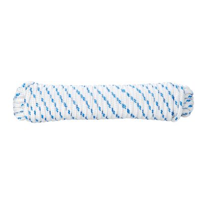 Corde tressée en polypropylène blanche et bleue Diall ø8mm, 7.5 m