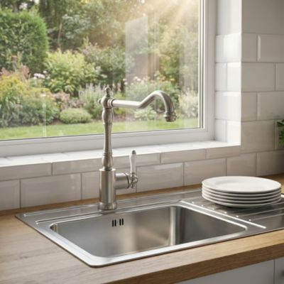 Mitigeur de cuisine nickel brossé Cooke & Lewis Belmore - Cooke Et Lewis