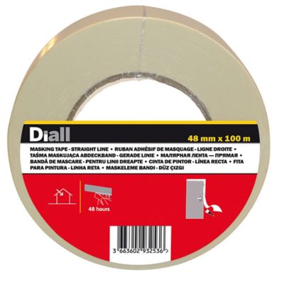 Ruban de masquage lignes droites Diall 48 mm x L.100 m - 1 rouleau
