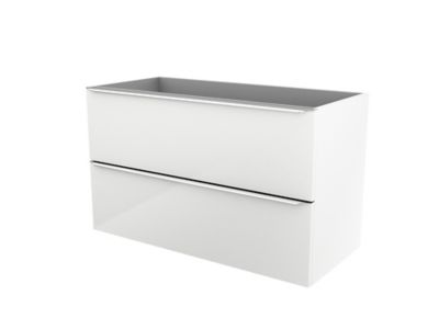 Meuble sous vasque suspendu l.100 x H.60 x P.45 cm, blanc brillant, GoodHome Imandra