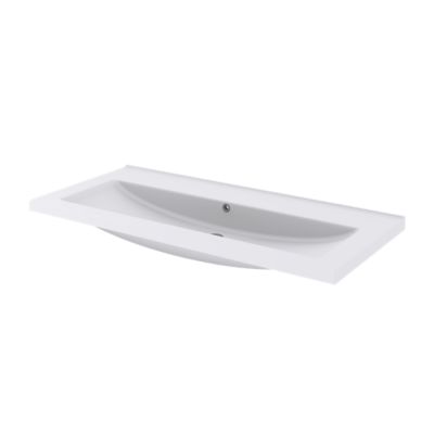 Plan vasque en céramique blanc l.100 cm, GoodHome Nira