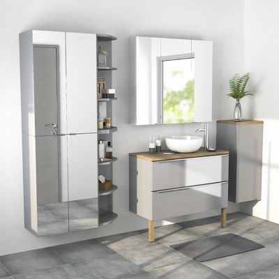 Armoire salle de bains gris miroir Imandra 60 x 90 x 36 cm