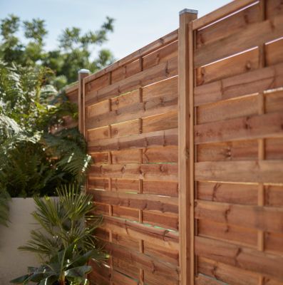 Panneau droit de clôture Darling en bois traité marron ép.40 mm L. 180 x H.180 cm