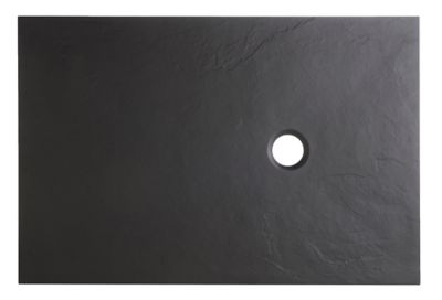 Receveur de douche extra-plat 80 x 120 cm, recoupable, résine, noir, Cooke & Lewis Piro