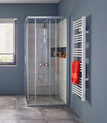 Portes de douche angle droit Cooke & Lewis Onega sérigraphié 70 x 70 cm