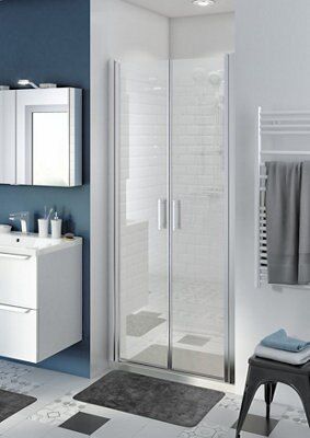 Porte de douche battante GoodHome Beloya transparente 90 cm