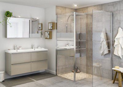 Paroi de douche fixe GoodHome Beloya miroir 90 cm