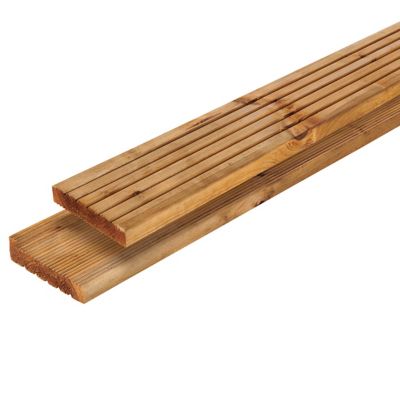 Lame de terrasse épicéa marron Madeira Klikstrom L.240 x l.12 x ép. 2,4 cm