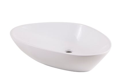 Vasque salle de bains à poser GoodHome Citrine en céramique coloris blanc l.58 x P.58 x H.14 cm