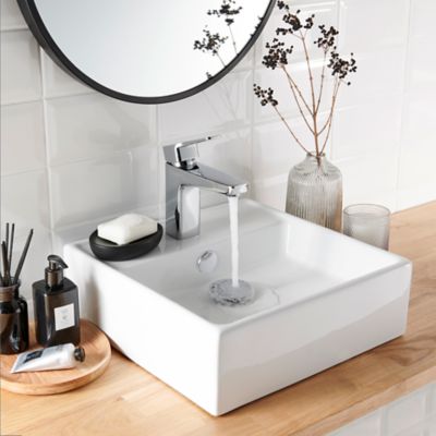 GoodHome - Vasque à poser carrée céramique blanche GoodHome Hendra
