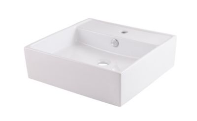Vasque à  poser carrée céramique blanche Cooke & Lewis Koura