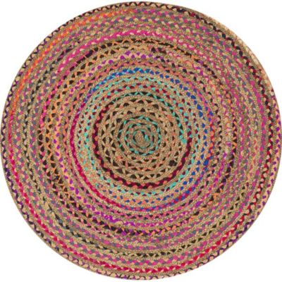 Tapis jute tissu recyclé multicouleur Deko & Co ⌀90cm - Deko Et Co