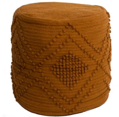 Pouf rond bouclette Deco&Co orange tabac H.40 x l.35 cm