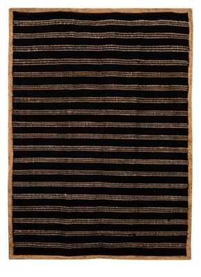 Tapis chindi à rayures noir et naturel Deco&Co L.120 x l.120 cm
