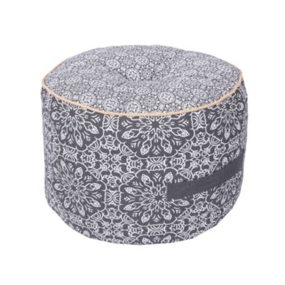 Pouf rond slub Deco&Co gris ambroise H.30 x l.40 cm