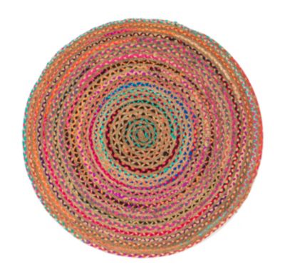 Tapis rond en jute et tissu multicouleur ø120 cm