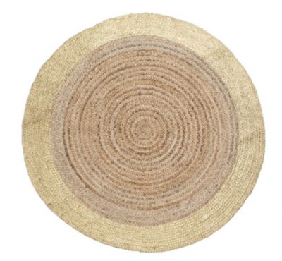 Tapis rond en coton et toile de jute beige et doré ø120 cm Déko&Co - Deko Et Co