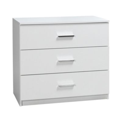 Meublorama Commode PANAREA 3 tiroirs blanc laqué design moderne