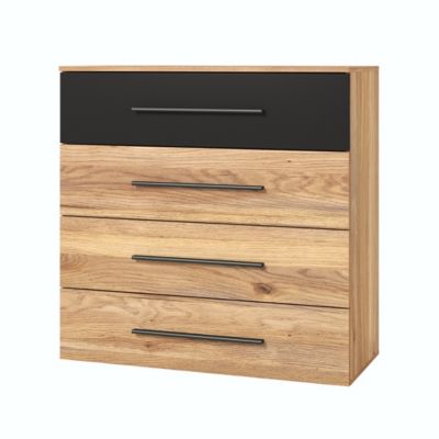 Commode EOS  4 tiroirs design chene clair et noir