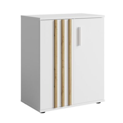 Commode VARIA - 2 Portes - Design moderne coloris blanc et chene artisan