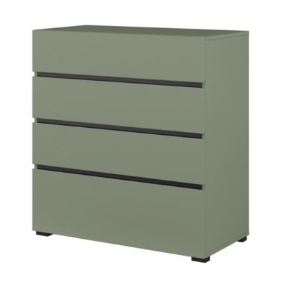 Commode HAVANA  4 tiroirs  Coloris vert sauge et noir  Style moderne et rangement compact