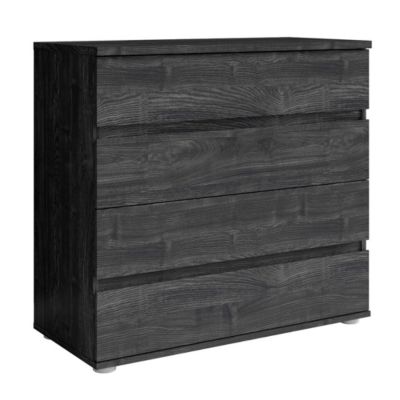 Commode VELTIS 4 tiroirs  L92 x H85 cm  Rangement moderne coloris frene noir