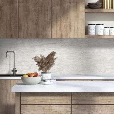 Crédence de cuisine effet marbre beige IDPanneaux L. 255 x H. 60 cm - Idpanneaux