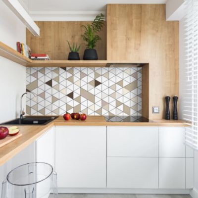 Crédence de cuisine effet mosaïque mosaique carrelée IDPanneaux L. 255 x H. 60 cm - Idpanneaux