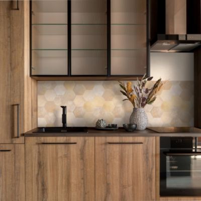 Crédence de cuisine effet travertin beige IDPanneaux L. 255 x H. 60 cm - Idpanneaux