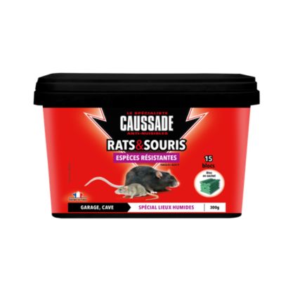 Caussade CARSBLBF300 Anti Rats & 15 Blocs Lieux Humides Garage Cave Especes resistantes