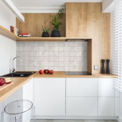 Crédence de cuisine effet marbre blanc carré IDPanneaux L. 255 x H. 60 cm - Idpanneaux