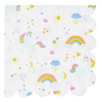Party Time Lot de 20 Serviettes en Papier Licorne 33x33cm Blanc - vue 2