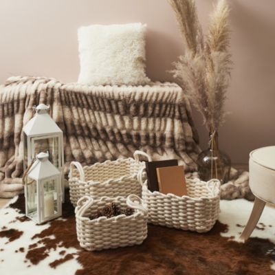 HOME DECO FACTORY X3 paniers tricotés blancs - vue 1