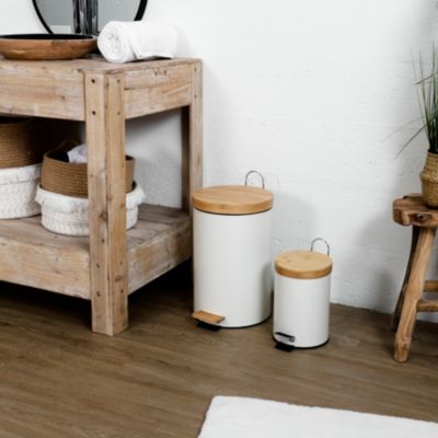 JE CHERCHE UNE IDEE Poubelle à pédale en métal et bambou x2 - vue 2