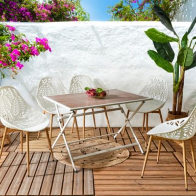 Table HOME DECO FACTORY Barcelone Métal Effet Bois 110 x 70 cm