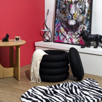 THE HOME DECO FACTORY Pouf 2 en 1 en tissu coloré Atom - vue 4