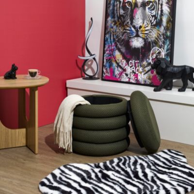 THE HOME DECO FACTORY Pouf 2 en 1 en tissu coloré Atom - vue 2