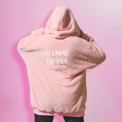 The concept Factory Sweat à Capuche Ultra Doux Flemme de Ouf Rose - vue 2