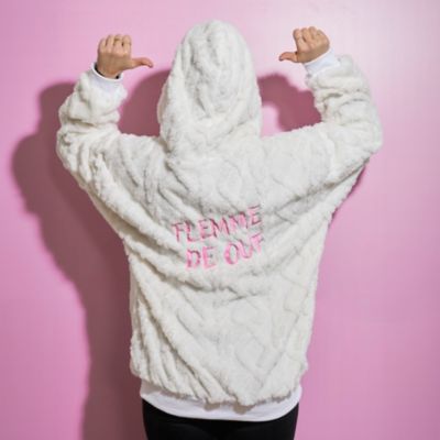 The concept Factory Sweat à Capuche Ultra Doux Flemme de Ouf Blanc - vue 2