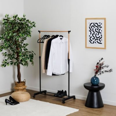 Portant JE CHERCHE UNE IDEE Effet Bois Ajustable Avec Roulettes