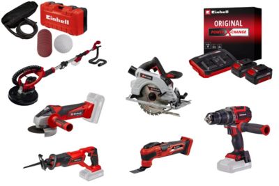 Kit chantier sans fil Einhell ? Meuleuse scies perceuse ponceuse + 2 batteries 4.0Ah + chargeur - vue 2