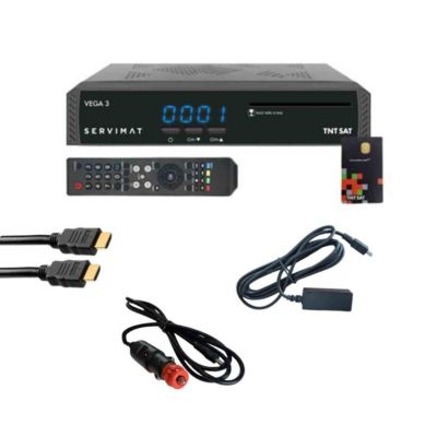 Servimat PACK VEGA 3 Décodeur satellite HD + Carte TNTSAT + Câble 12V + HDMI + IR - vue 2