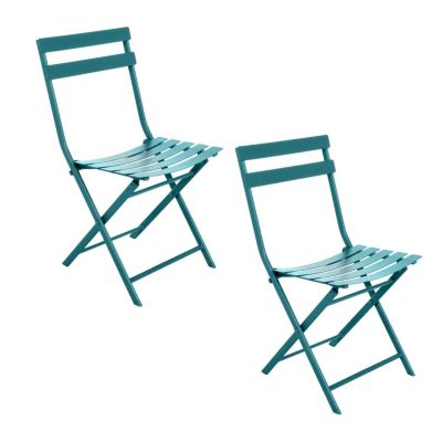 Hesperide Lot de 2 chaises de jardin pliantes en métal Bleu, L. 42 x l. 50 x H. 81 cm, GREENSBORO