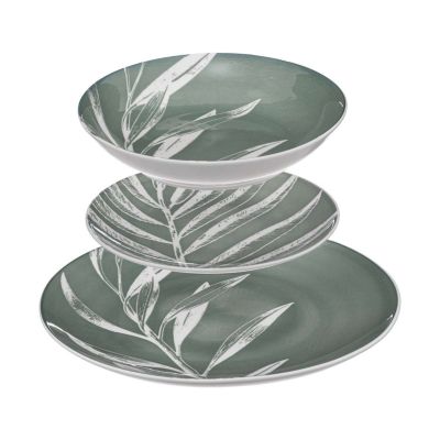 Secret De Gourmet Service vaisselle 18 pièces Vert, L. 27.5 x l. 29.5 x H. 29 cm, HARMONY