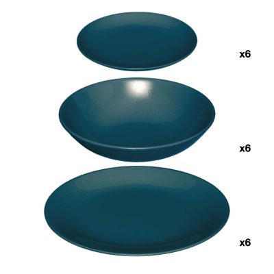 Secret De Gourmet Service vaisselle 18 pièces Bleu, H. 2.1 cm, COLORAMA