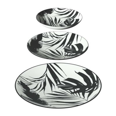 Secret De Gourmet Service vaisselle 18 pièces Noir, H. 2.5 cm, PALMIER