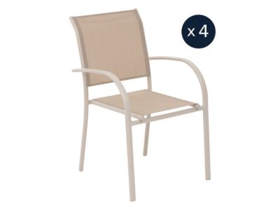 Hesperide Lot de 4 fauteuils de jardin en texaline Piazza Lin/Argile