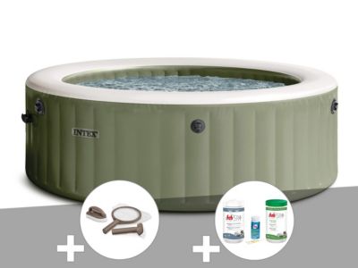 Kit spa gonflable Intex PureSpa rond Bulles 8 places + Kit d'entretien + Kit de traitement brome
